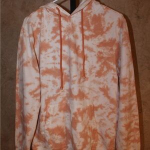 Men's Tie-Dye Hoodie - Orange and White
